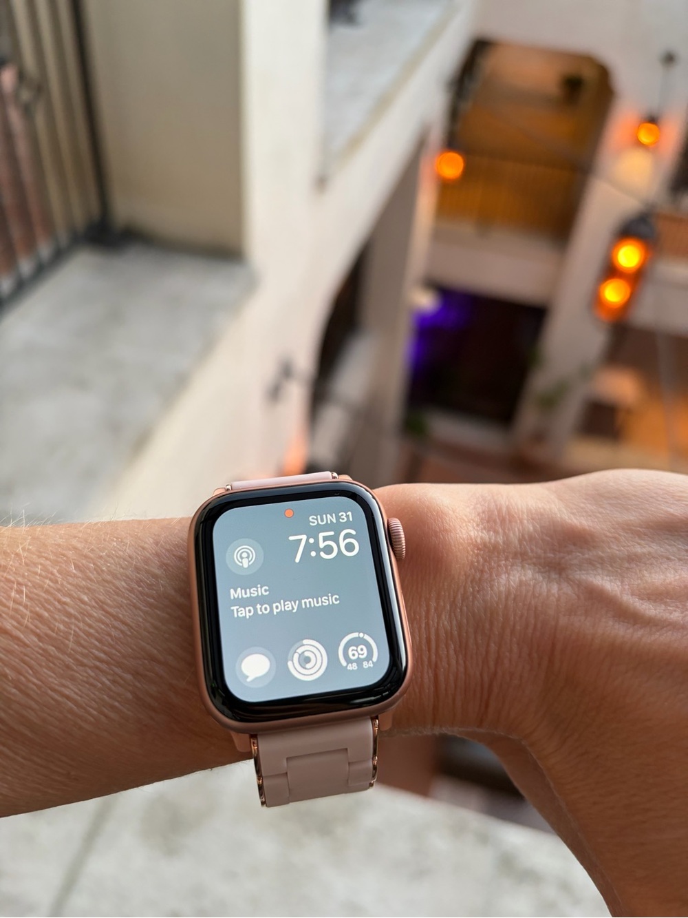 Apple Watch with Rose Gold Case and Rose Michele Band